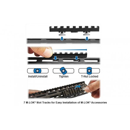 UTG PRO® AR15 Super Slim M-LOK® Carbine Length Drop-in Rail, Black