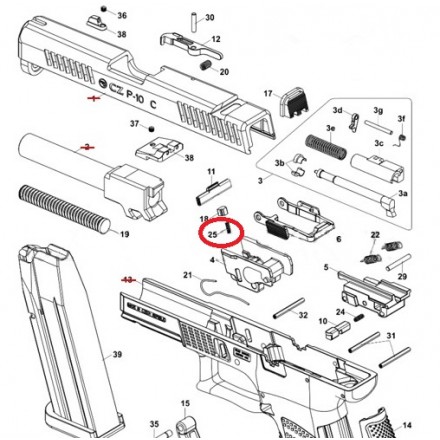 Molla Leva Smontaggio Carrello per CZ P10 - CZ