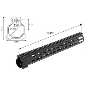 Arwen 15" M-LOK Free Float Handguard, Black - UTG PRO 2