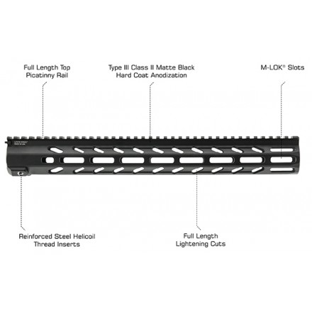 Arwen 15" M-LOK Free Float Handguard, Black - UTG PRO