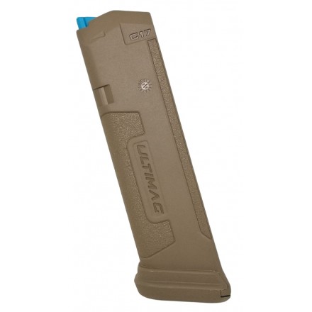 Polymer Magazine Ultimag 18 Round with 2 Magazine Pad, for Glock 17 - Fab Defense
