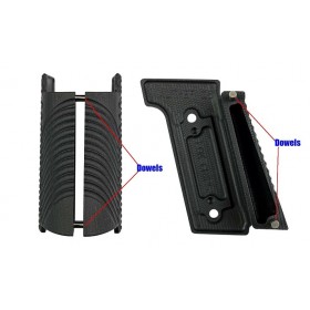 Grips for Walther Q5 / Q4 Match SF THIN BOGIES Black w/ Blue Liner - Lok Grips 2