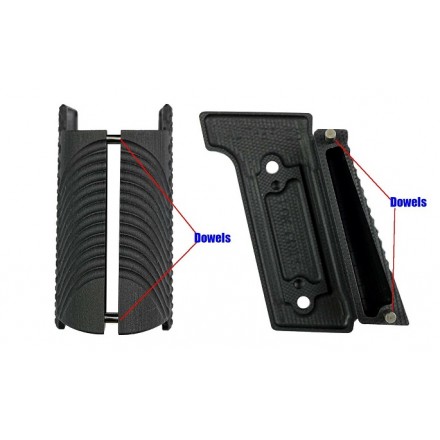 Grips for Walther Q5 / Q4 Match SF THIN BOGIES Black w/ Blue Liner - Lok Grips