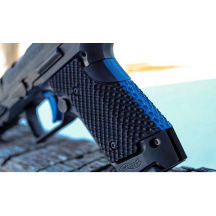 Grips for Walther Q5 / Q4 Match SF THIN BOGIES Black w/ Blue Liner - Lok Grips