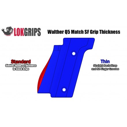 Grips for Walther Q5 / Q4 Match SF THIN BOGIES Black w/ Blue Liner - Lok Grips
