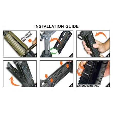 AR15 Carbine Length Drop-in Quad Rail, Black - UTG PRO