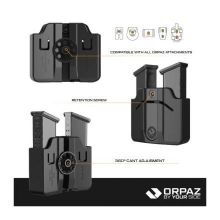 Porta Caricatore Doppio in Polimero per Caricatori Bifilari in Metallo CZ/Beretta/Tanfoglio Small Frame - Orpaz