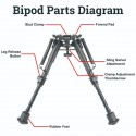 Carbon Fiber Spring Bipod, Center Height 6-9" / 155-230 cm  - Vector Optics
