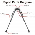 Carbon Fiber Spring Bipod, Center Height9-13.5" / 230-345 cm  - Vector Optics