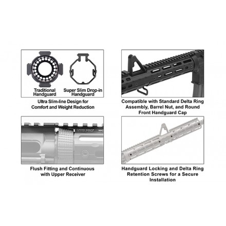 AR15 Super Slim M-LOK® 15" Drop-in Car. Length Rail - UTG PRO