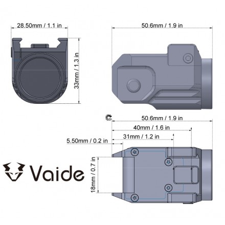 Vaide Scrapper Subcompact Pistol Flashlight - Vector Optics