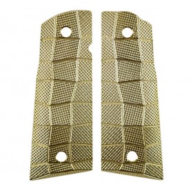 Guancette per 1911 Palm Swell GridLOK in Ottone, Fondo Piatto, texture Aggressive - Lok Grips