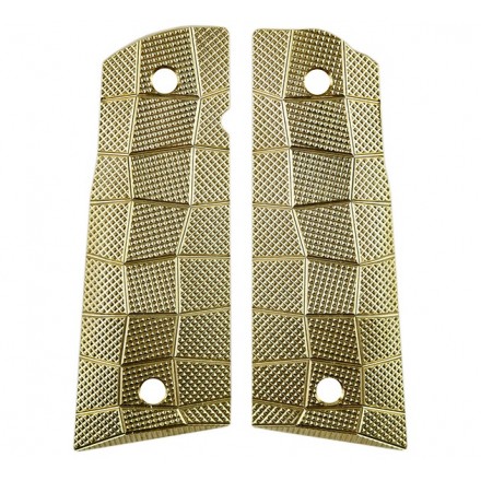 Guancette per 1911 Palm Swell GridLOK in Ottone, Fondo Piatto, texture Aggressive - Lok Grips