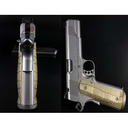 Palm Swell GridLOK Brass Grips 1911, Magwell Cut, texture Aggressive - Lok Grips