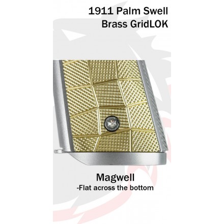 Palm Swell GridLOK Brass Grips 1911, Magwell Cut, texture Aggressive - Lok Grips