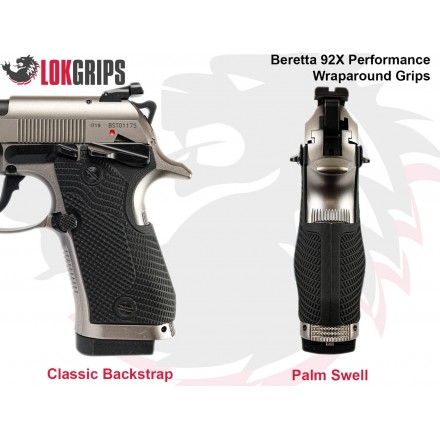 Guancette in G10 per Beretta 92X Performance, Palm Swell Veloce Wraparound  (profilo Ergonomico)  - Lok Grips
