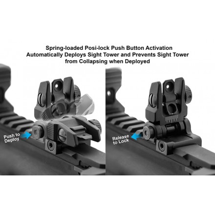 UTG ACCU-SYNC® Mira posteriore flip-up a molla AR15