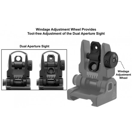 UTG ACCU-SYNC® Spring-loaded AR15 Flip-up Rear Sight