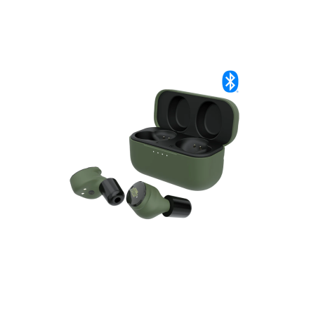 Caliber Bluetooth 5.2 in-ear earphones with rechargeable cover, green - ISOtunes