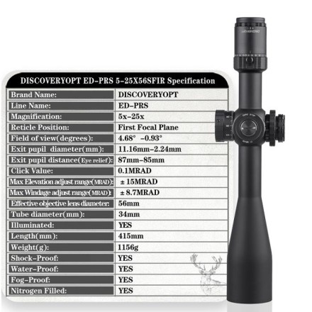Ottica 5-25x56 SF IR ED AO 34mm - DiscoveryOpt