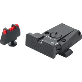 Adjustable rear sight and front sight with fiber for...