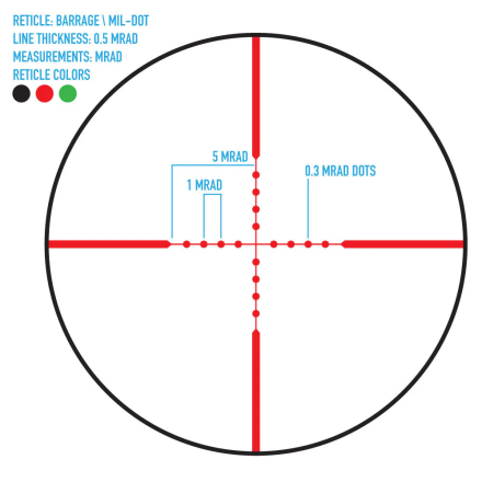 Barrage 1.5-5x32 Riflescope, Mil-Dot Reticle -...