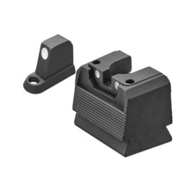 Co-Witness front sight and height-adjustable rear sight...