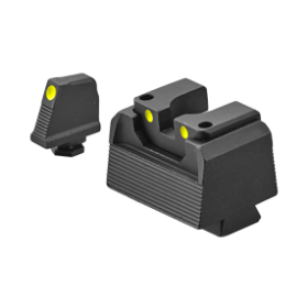 Co-Witness front sight and height-adjustable rear sight...