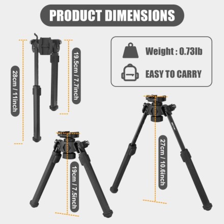 Quick-release bipod 19-25cm/ 7.5"-10.6",...