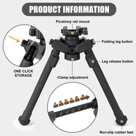 Bipod 19-25cm/ 7.5"-10.6", polymer - BlauOptik