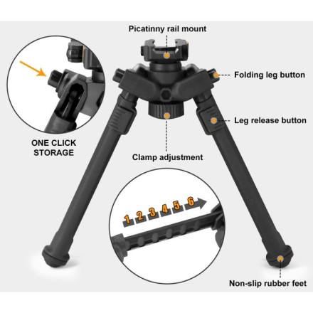 Bipod 19-25cm/ 7.5"-10.6", polymer - BlauOptik