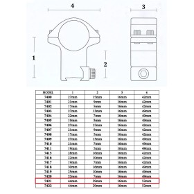 Rings for Picatinny/ Weaver, diameter 34mm, high - Konus 2