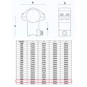 Coppia di anelli per slitte Picatinny/ Weaver, diametro 34mm, alti - Konus