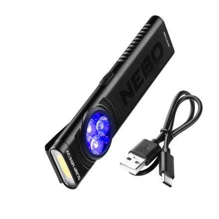 Torcia SLIM MINI UV ricaricabile, 150 lumens -...
