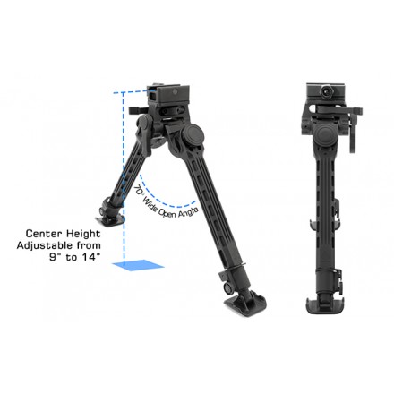 UTG® Big Bore Full Stability Bipod, 9"-14" Center Height