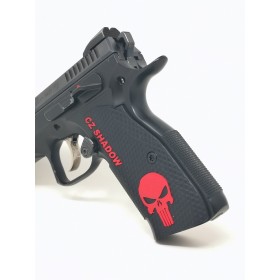 Guancette per Shadow 2 THIN ROUGHNECK (Sottili) Color-Fill Engraved "SKULL" - Lok Grips 2