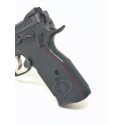Palm Swell Grips Shadow 2 COBRA CHECKERED Black Engraved & Liner Red- Lok Grips