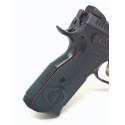 Palm Swell Grips Shadow 2 COBRA CHECKERED Black Engraved & Liner Red- Lok Grips