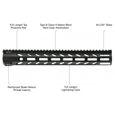 Arwen 14" M-LOK Free Float Handguard, Black - UTG PRO