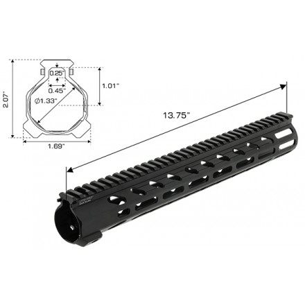 Arwen 14" M-LOK Free Float Handguard, Black - UTG PRO