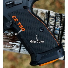 CZ 75 TSO grips Palm Swell Checkered - CZ TSO Color Fill & Liner - Lok Grips