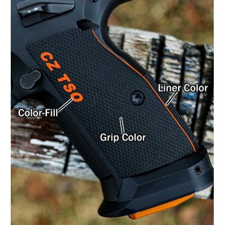 Guancette per CZ 75 Tactical Sport /Czech Mate Palm Swell Checkered - CZ TSO Color Fill & Liner (sottili) - Lok Grips
