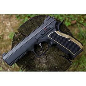 THIN Brass grips Shadow 2 Slim, with G10 Insert - Lok Grips 2