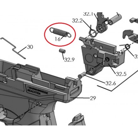 Trigger Return Spring for Walther P99, Q5 - Walther