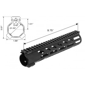 Arwen 10" M-LOK Free Float Handguard, Black - UTG PRO 2