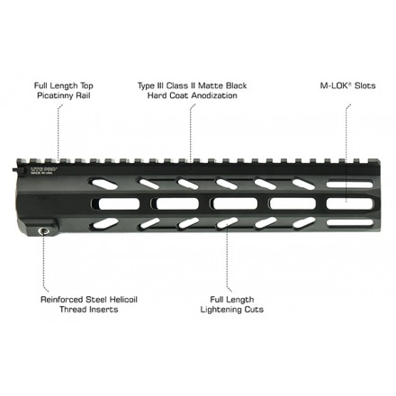 Handguard Arwen 10" M-LOK Free Float, Nero - UTG PRO