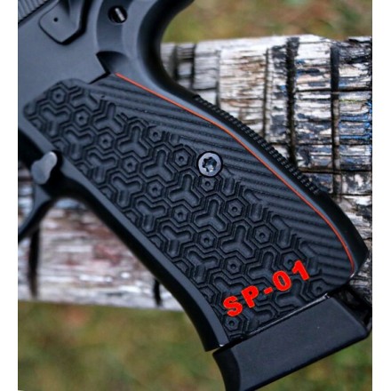 CZ 75 grips THIN MATRIX G10, Inlay & Liner with logo "SP-01"- Lok Grips